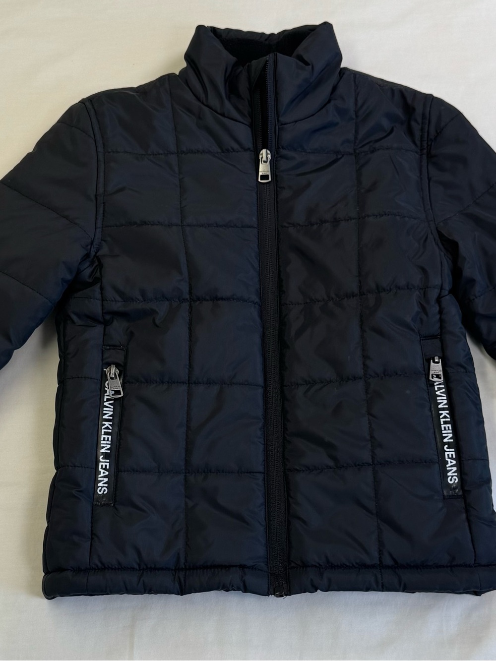 Calvin Klein Jeans Boys 5/6 Black Puffer Jacket NWT Full Zip